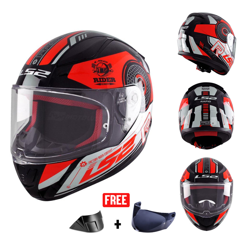 LS2 FF353XV RAPID MOTORCYCLE FULL FACE HELMET W/ FREE VISOR