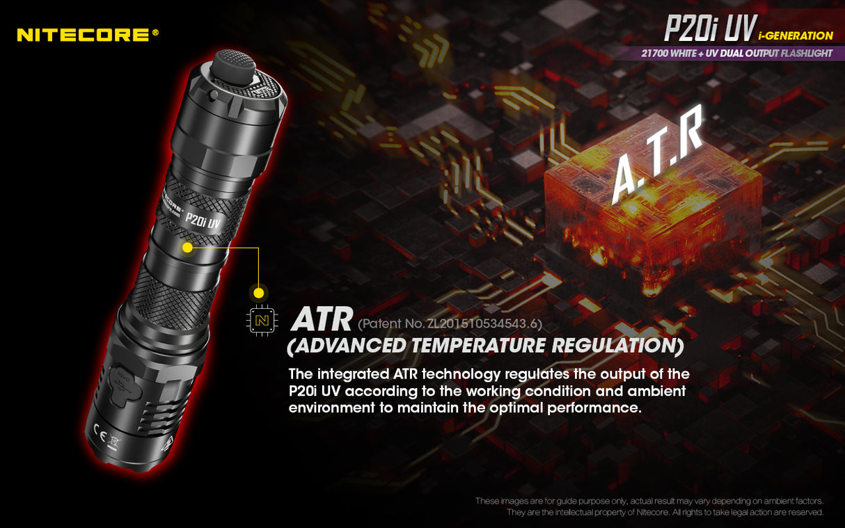 NITECORE 1800 LUMENS RECHARGEABLE FLASHLIGHT W/ UV LIGHT (P20I UV)