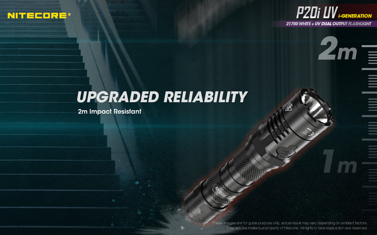 NITECORE 1800 LUMENS RECHARGEABLE FLASHLIGHT W/ UV LIGHT (P20I UV)