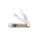 CASE KNIVES JOHN WAYNE EMBELLISHED SMOOTH NATURAL CURLY MAPLE WOOD TRAPPER