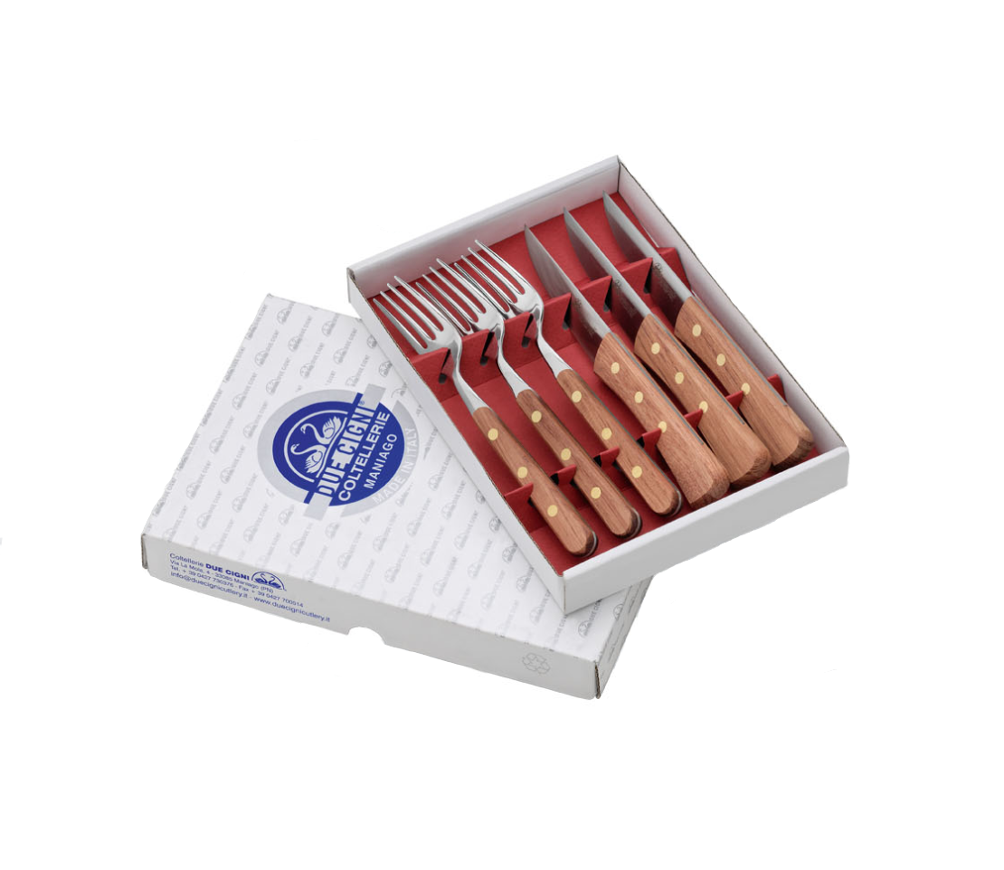 DUE CIGNI FORK AND KNIFE 3PC SET