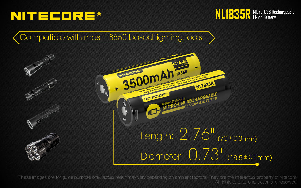 NITECORE 18650 RECHARGEABLE MICRO USB 3500MAH (NL1835R)