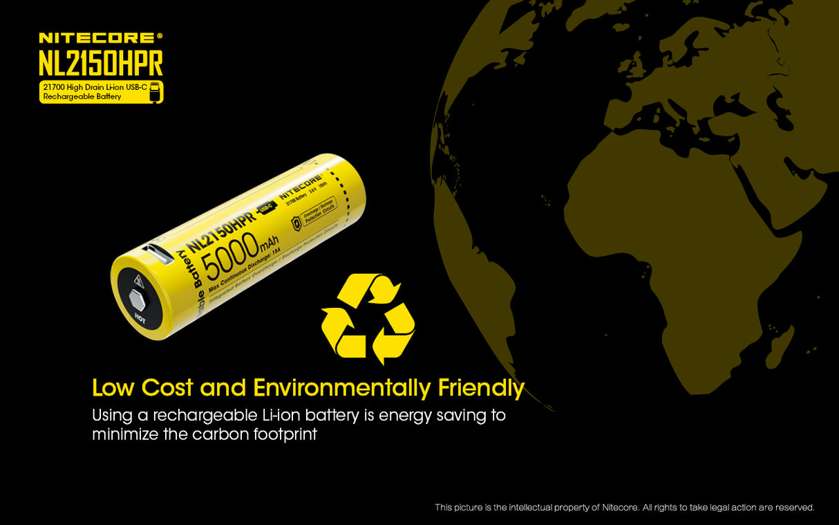 NITECORE 21700 MICRO USB RECHARGEABLE (NL2150HPR)