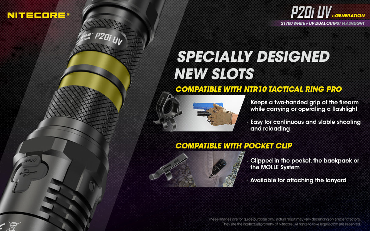 NITECORE 1800 LUMENS RECHARGEABLE FLASHLIGHT W/ UV LIGHT (P20I UV)