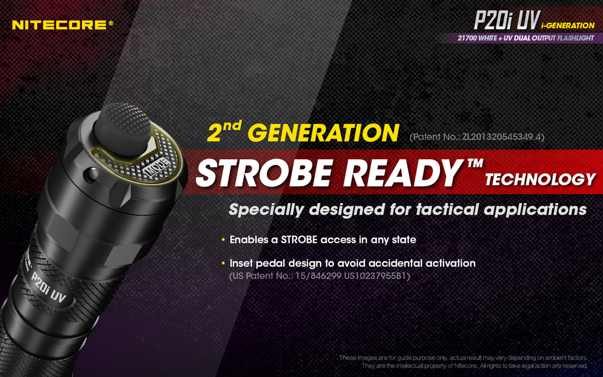 NITECORE 1800 LUMENS RECHARGEABLE FLASHLIGHT W/ UV LIGHT (P20I UV)